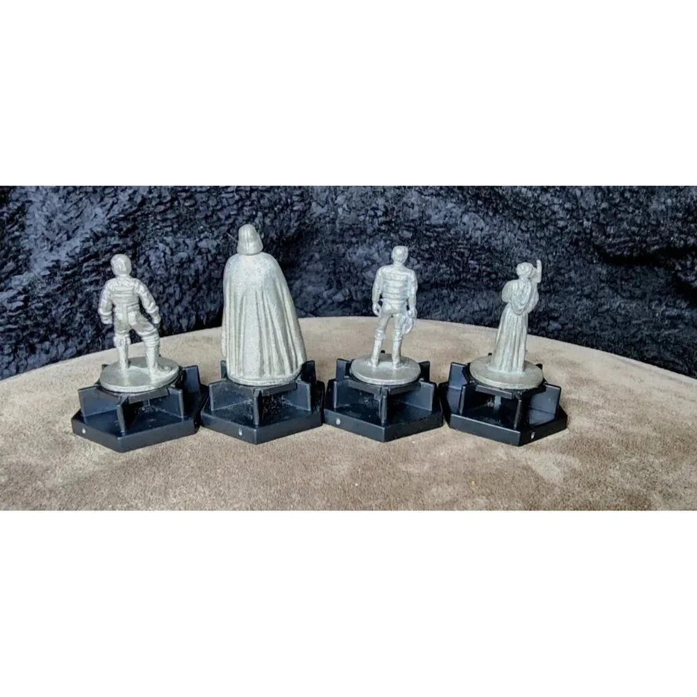 Vintage 1997 Star Wars Pewter Figurines Lot Of 4 Han Solo Leia Darth Vader Luke - Picture 3 of 6
